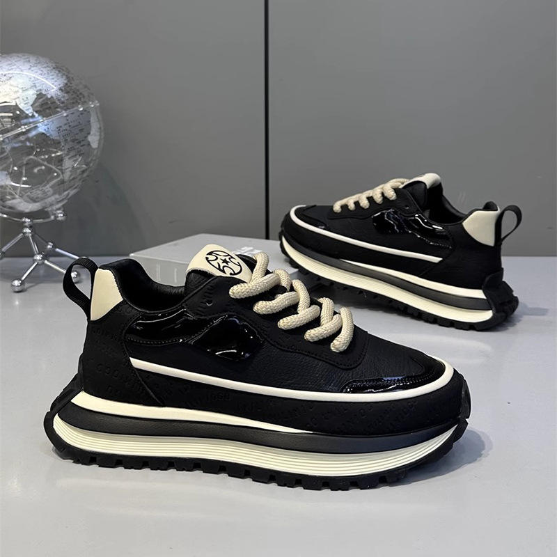 2025 men's shoes Breathable light casual shoes autumn thick sole high elastic wear-resistant soft sole running sports shoes