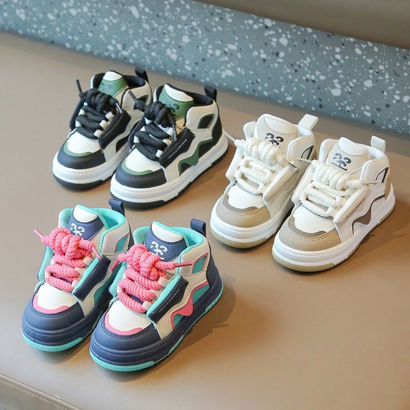 1 1 Sports Shoes Children Spring and Autumn New 2025 High-top Leather Waterproof Casual Boys' Skates Girls